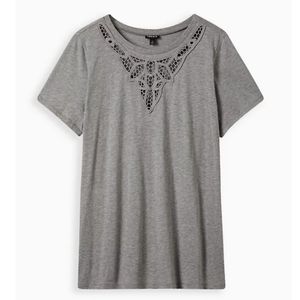 NWT | Torrid Classic Fit Crochet Neck Tee | Size 0
